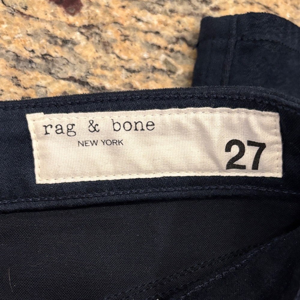 Rag & Bone Nina High Rise Ankle Skinny Velvet Pants Navy Size 27 - Picture 2 of 7